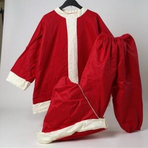 Vintage Santa Claus Costume 3-Piece Red Felt Suit Adult One Size Hat Christmas